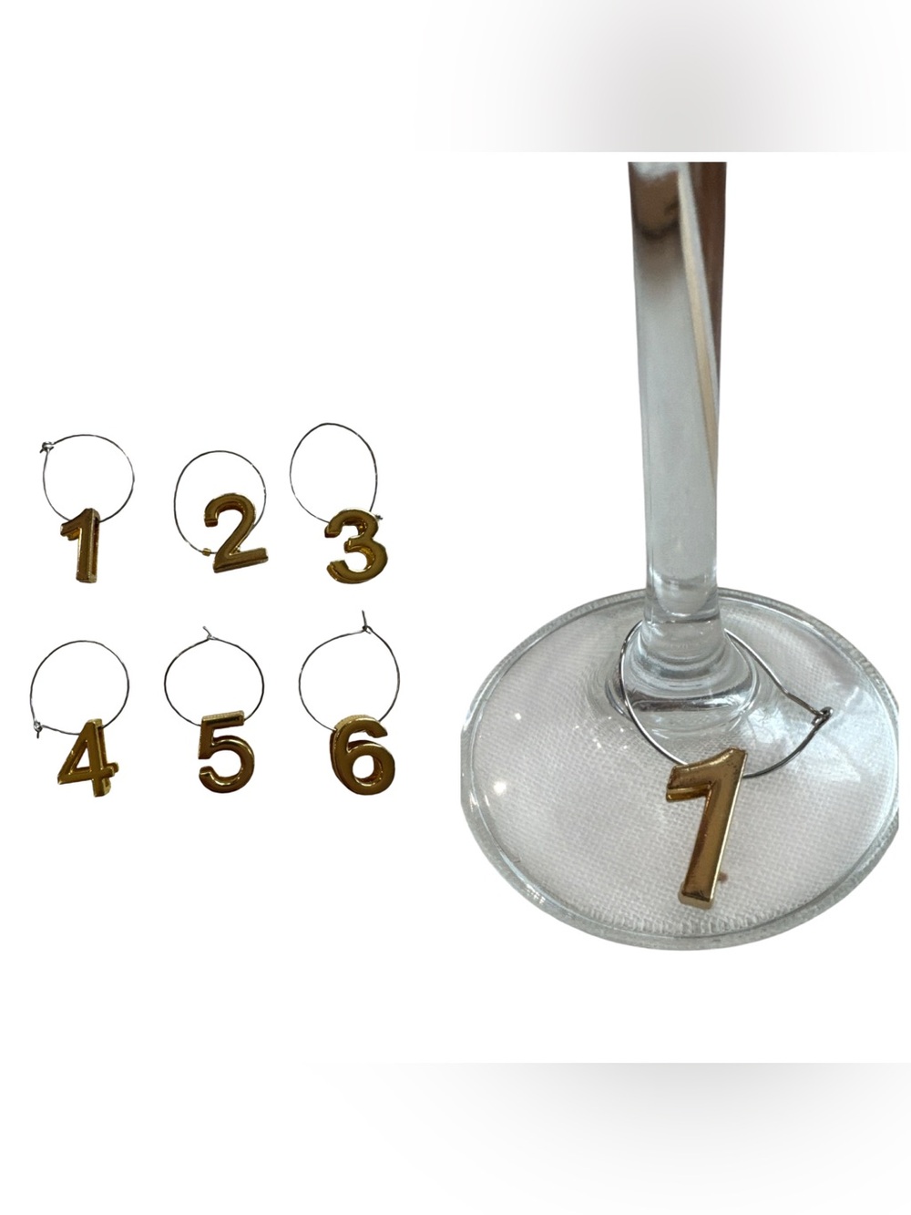 Gold Standard Number Set Wine Glass Charms for Dinner Parties Home & Bar Decor